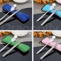 Stainless Steel Tableware Bag Washable with Zipper Cutlery Kit Case Portable Pouch For DinnerHousehold Tool Travel Camping Spoon.
