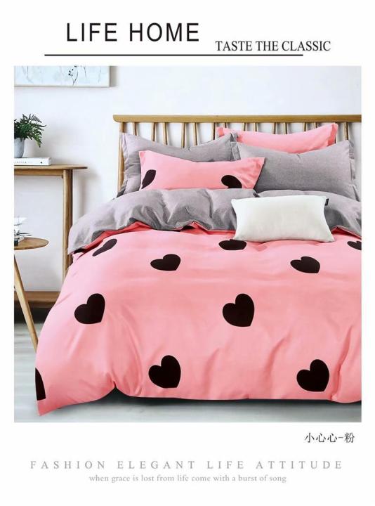 Heart Pink Bedsheet Set with Blanket cover