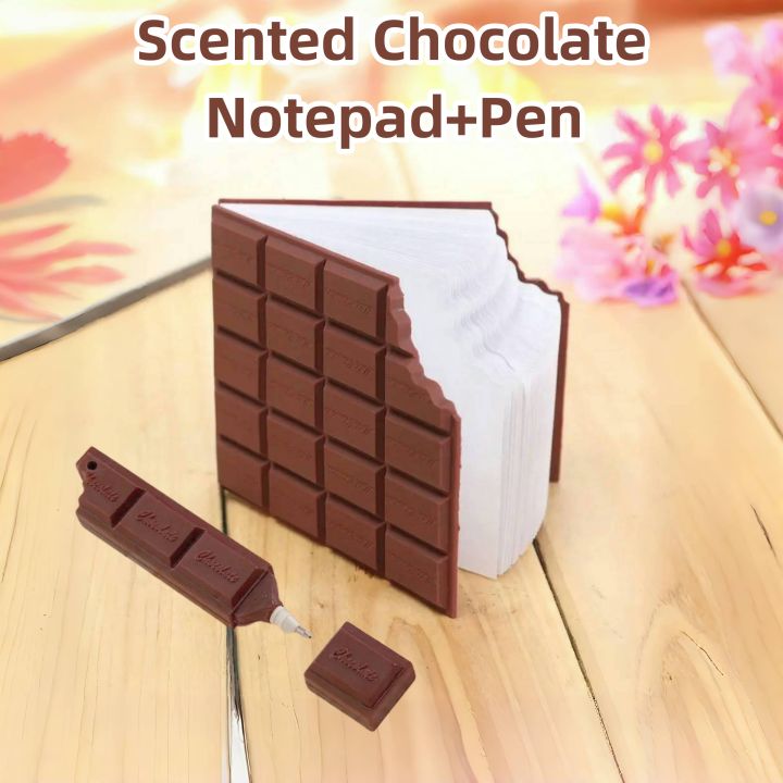 80 Pages/Set Creative Chocolate Shaped Pocket Notebook& Pen Set, Tear ...