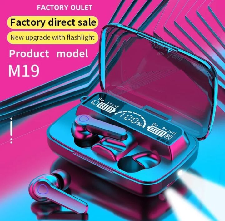 M19 TWS Wireless Bluetooth Earbuds Handfree Headphones Noice Concelation