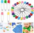 5 colors Safety Colors Plastic Head Safety Pin Safety Locking Baby Cloth Diaper Nappy Pins (59 to 75 pcs). 