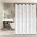 White Lotus Minimalist Shower Curtain, Fresh Style Bathroom Partition Curtain, Beautiful Curtain for Rental Home Bathroom Renovation. 