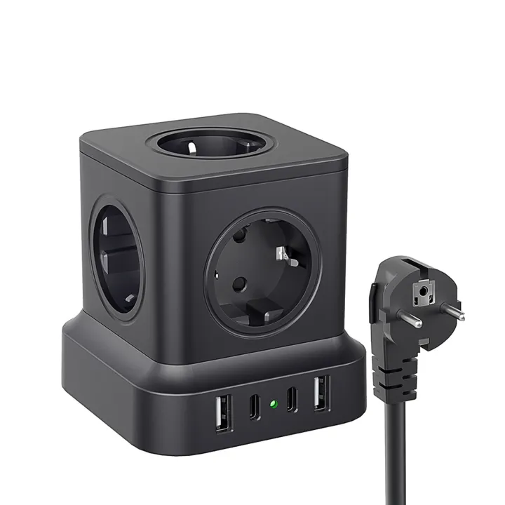European Desktop Power Strip Tower Fast Charging Station with 2 USB-C 2 ...