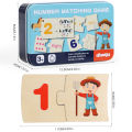 Children's Iron Box Number Enlightenment Paired Wooden Animal Food Puzzle Board Logical Thinking Training Game Educational Toys.