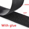 1/2/5M Hook and Loop Strips with Glue Strong Self Adhesive Fastener Double-Side Mounting Tapes for DIY Craft 20-50mm Black. 
