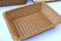 Hand-woven Imitation Rattan Wicker Basket Rectangular Storage Box Fruit Tea Snack Bread Basket Cosmetic House Kitchen Supplies. 