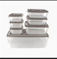 7 Pcs Thumb Lock Food Storage Containers Set, Stackable IKEA Style Plastic Kitchen Boxes with 4000ml Capacity. 
