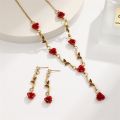 Vintage French Rose Flower Bracelet Set for Women EuropeAn-American Ins Personality Temperament Red Rose Jewelry. 
