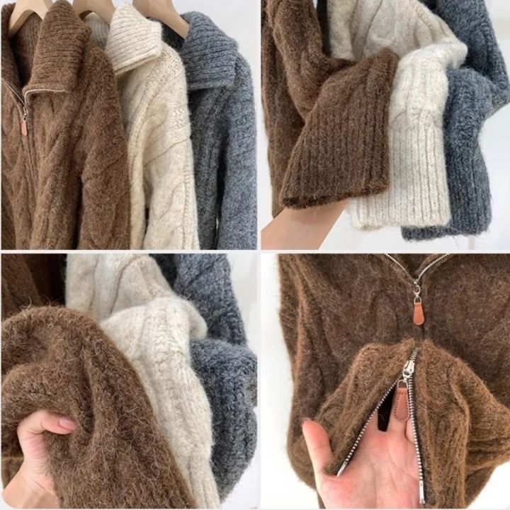 Retro%20Solid%20Double%20Zipper%20Turn-down%20Collar%20Sweater%20Women%20Autumn%20Winter%20New%20Lazy%20Style%20Loose%20Knitted%20Cardigan%20Thicken%20Loose%20Tops%20-%20Image%206
