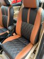 Toyota Yaris Seatcovers Full Design Black and Rust With Rust Stitching. 