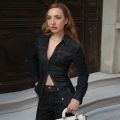 MUJER 2025 Denim Women's Pants Sets Button up Shirt Two Piece Outfits Woman High Waist Women's Trousers Suits Spring Lady Sets. 