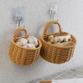 Imitation Rattan Woven Ginger And Garlic Egg Wall Hanging Storage Basket Bathroom Wall Hanging Basket.