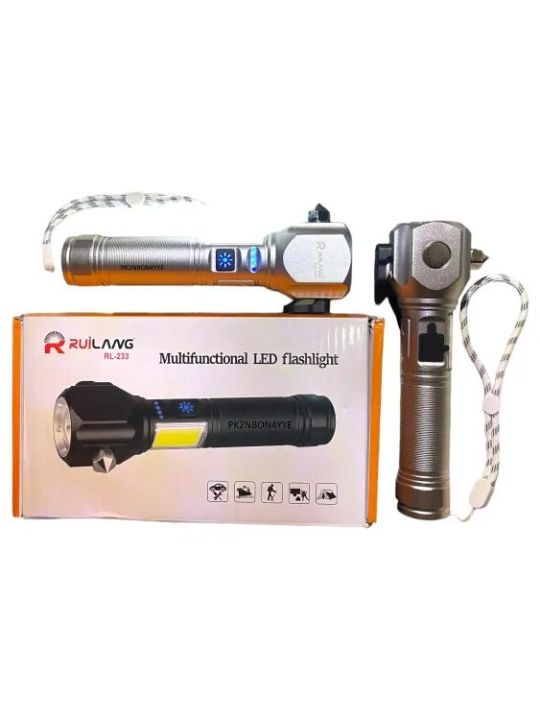 Multi-functional Metal LED Flashlight High Power Origonal Ruilang Rl-233 Rechargeable Metal Body Torch