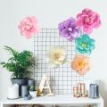 6 pcs Paper Flowers Pink Purple Ivory Light Blue Pastel Artificial Crepe Tissue Wall Home Décor Wedding Birthday Bridal Baby. 