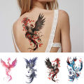 4pcs Plum Phoenix Totem Waterproof Temporary Tattoo Sticker Blossom Flying Bird Body Art Arm Back Sleeve Fake Tattoos Women Men. 