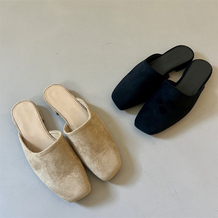 Baotou%20Half%20Slippers%20for%20Women%20Wearing%20Summer%20New%20Korean%20Version%20Square%20Headed%20One%20Step%20Lazy%20Muller%20Slippers%20for%20Women%20-%20Image%202