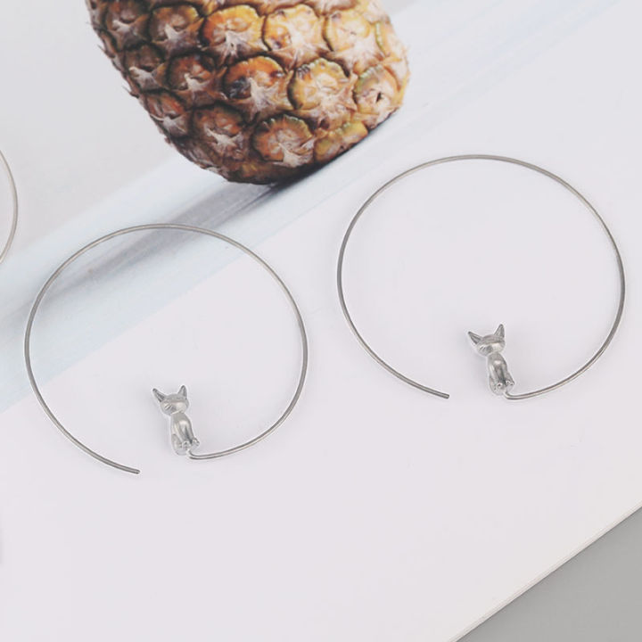 Cartoon%20Creative%20Cat%20Big%20Loop%20Earrings%20Simple%20Exaggerated%20Circle%20Earrings%20for%20Women%20Personalized%20Fashion%20Jewelry%20-%20Image%205