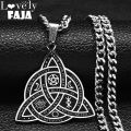 Viking Witch Celtic Knot Pendant Necklace Stainless Steel Men Chain Odin Gothic Necklace Protection Amulet Jewelry Nudo De Bruja.