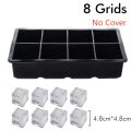 4/6/8 Grid Silicone Ice Cube Tray Big Ice Cube Mold Square Ice Cube Maker Food Grade Reusable Ice Cube Mould Whiskey Ice Mold.