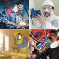 7IN1 Gas Mask Painting Spray Respirator Sets 95% Dust Particle Filtration Organic Acid Ammonia Chemicals Proof Resin Work Safe. 