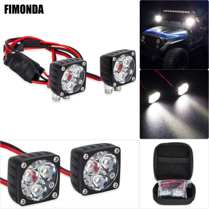 Super Bright LED Light Bar 21x21mm Square A-Pillar Lamp for 1/10 1/8 1/6 RC Crawlers Axial SCX6 Wraith TRX4 4WD