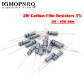 20PCS 2W Carbon Film Resistors 5% 1R-10M 10R 15R 47R 100R 220R 1K 5K 10K 4K7 100K 560K 200K 1M 3M3 10M Ohm Color Ring Resistance. 