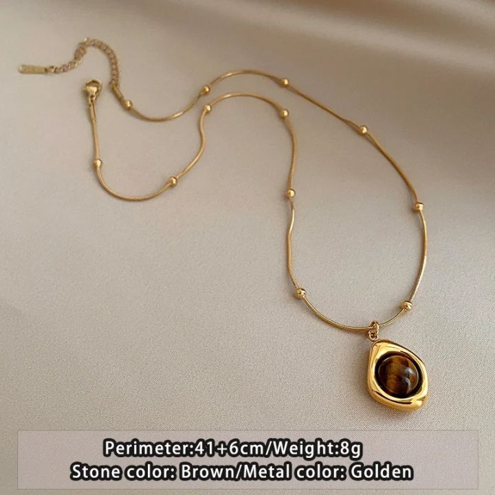 Retro%20Temperament%20Layered%20Tiger%20Eye%20Stone%20Pendant%20Necklace%20For%20Women%20Stainless%20steel%20Double-Layer%20Collarbone%20Chain%20Sets%20Jewelry%20-%20Image%206