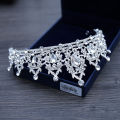 Wedding Hair Tiara Crystal Bridal Tiara Crown Silver Color Diadem Veil Tiaras Wedding Hair Accessories Headpieces Head Jewelry.