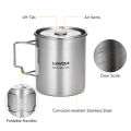 Lixada 750ml Cup Outdoor Stainless Steel Water Cup Mug with Foldable Handles and Lid for Camping Hiking Backpacking. 