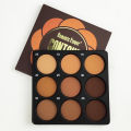9-Color Dark Bronze Foundation Palette, for Contouring, Concealing, Setting Makeup, Oil Control, Shading, and Nose Shadowing, with a Matte Finish and Subtle Shimmer. 