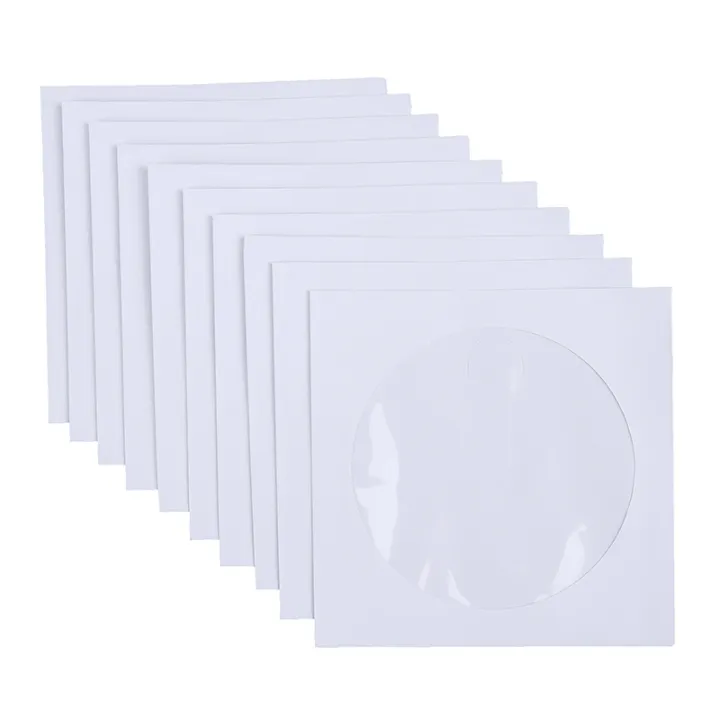50PCS 12.5CM CD DVD Disc Paper Sleeves Envelopes Storage Clear Window ...