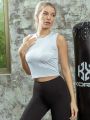 Tight-Fitting Short Sports Vest Women's Sleeveless Yoga Fitness Wear Pilates Training Wear All Matching Base Shirt Summer. 