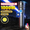 1000W LED Most Powerful Led Flashlight Tactical Flash Light Built-in 15000mah Battery Long Range Spotlights Torch With COB Light. 