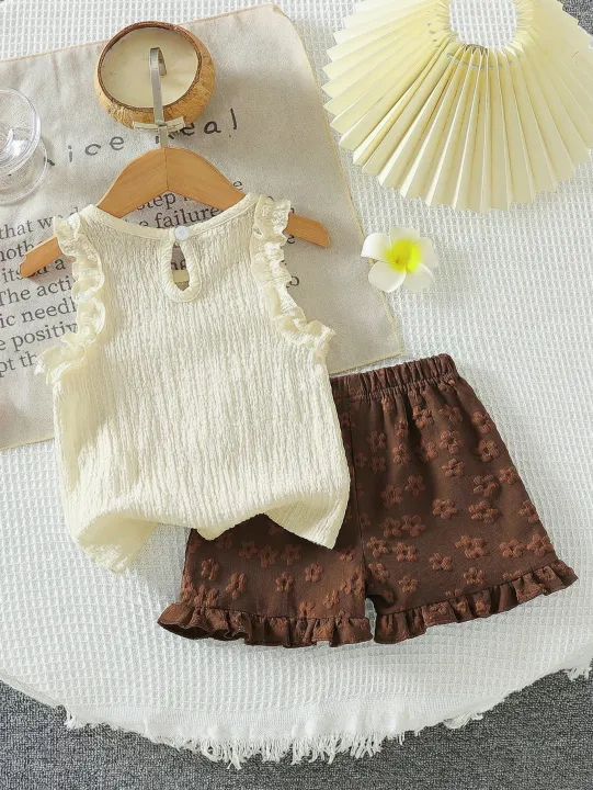 Summer%20Fresh%20Sleeveless%20Floral%20Tank%20Top%20+%20Floral%20Print%20Shorts%20Two-Piece%20Set,%20Adorable%20Design%20Ideal%20for%20Baby%20Girls%E2%80%99%20Summer%20Outing%20-%20Image%202