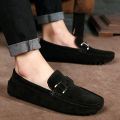Classic Mens Loafers Male Summer Soft Shoes Fashion Men's Casual Leather Shoe Suede Casual Flats Breathable Hand-stitching Shoes.