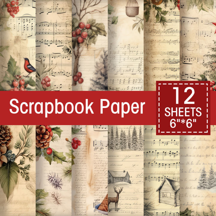 Victorian%20Christmas%20Scrapbook%20Paper%20Set,12%20sheets%20Poinsettia%20Birds%20Santa%20Patterns%20Decorative%20Craft%20Paper%20for%20Journal%20DIY%20Crafts%20-%20Image%202