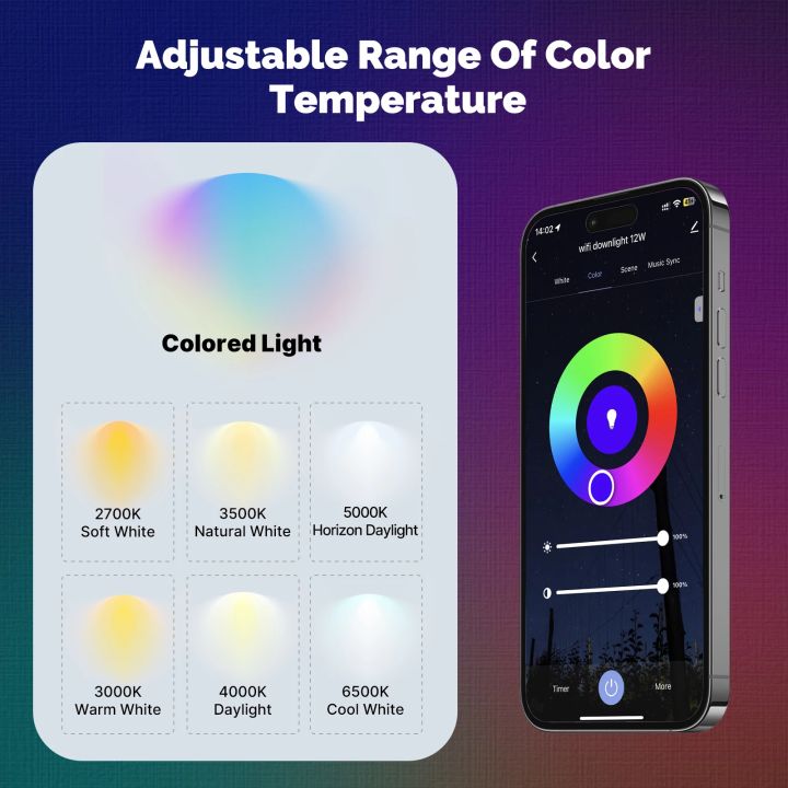 MOES%20WiFi%20Smart%20LED%20Downlight%20Zigbee%20Dimming%20Round%20Spot%20Light%209/12W%20RGB%20Color%20Changing%20Warm%20Cool%20light%20Alexa%20%20Home%20Vocie%20lightify%20-%20Image%203