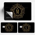 Black Golden Crown Letters Anime Matte Front Skin Film Sticker Cover For Small Chip Credit Card Debit Card. 