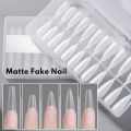 240pcs Matte Press On Nails Acrylic Tips Translucent Half Full Cover Artificial Nail Coffin Thin Long French Fake Tools Manicure. 