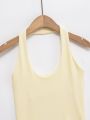 MYST&ZA2025 new summer women's casual simple halter neck sleeveless camisole short navel-baring bottoming top. 