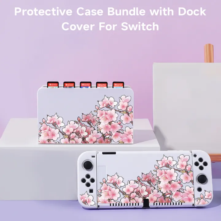 2%20Pcs%20Peach%20Blossom%20Powder%20%20Theme%20Pattern%20Protective%20Case%20with%20Base%20Cover%20Set%20for%20Switch%20OLED/Switch%20NS,%20Can%20Store%205%20Game%20Cards%20-%20Image%202