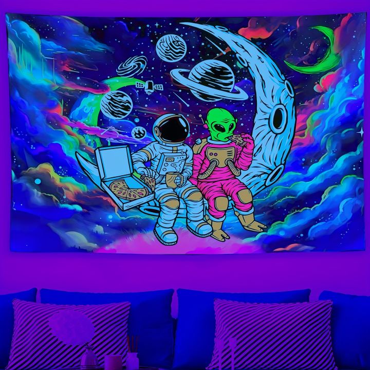 VIKAMA Dream Sky Wanderings With Alien Print Tapestry, For Living Room, Bedroom, And Outdoor Party Home Decor Wall Hanging