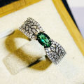 Huitan Fancy Leaf Band Oval Green Cubic Zirconia Wedding Rings for Women 2023 New Exquisite Finger Accessories Fashion Jewelry.