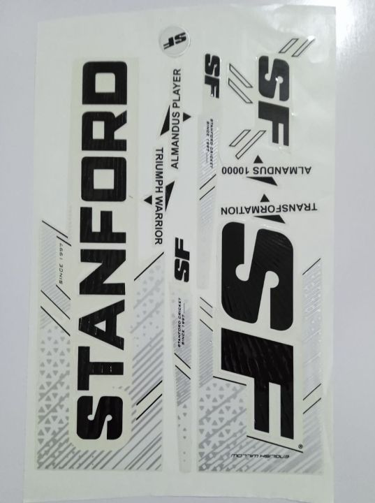 New 3D 2024 SF (STANFORD) Latest Black  Edition Top Quality Cricket Bat Sticker For Professional Players