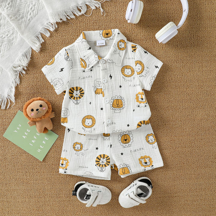 2025%20New%20Summer%20Cartoon%20Printed%20Short-sleeved%20T-shirt%20and%20Shorts,%20Versatile%20Two-piece%20Set%20for%20Baby%20Boys%20-%20Image%206