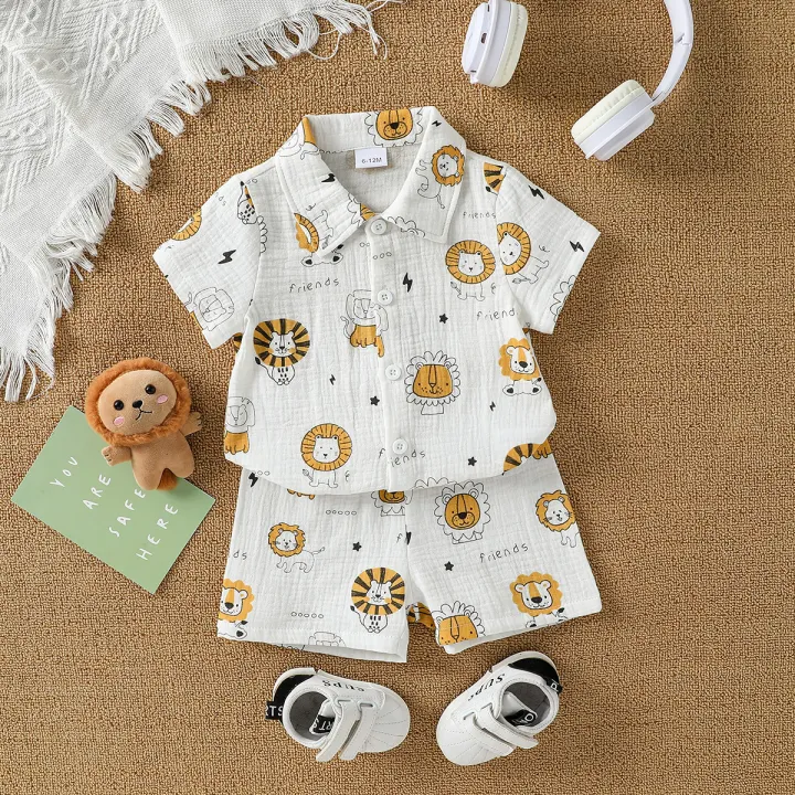 2025%20New%20Summer%20Cartoon%20Printed%20Short-sleeved%20T-shirt%20and%20Shorts,%20Versatile%20Two-piece%20Set%20for%20Baby%20Boys%20-%20Image%206