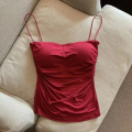 New Women's Halter Top Summer Korean Style Trend Fashion Built-In Women's Bra Stretch Women's Beach Everyday Casual Tank Top. 
