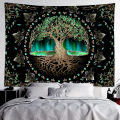 VIKAMA Aurora Tree of Life Tapestry Tree Pattern Starry Sky Spiritual Retreat Meditation Space Wall Hanging Themed Room Decor. 