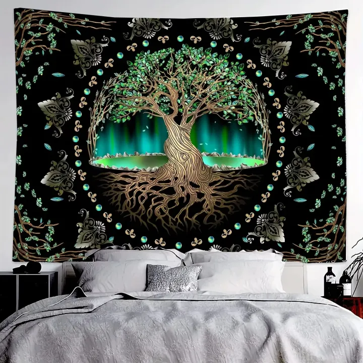 VIKAMA%20Aurora%20Tree%20of%20Life%20Tapestry%20Tree%20Pattern%20Starry%20Sky%20Spiritual%20Retreat%20Meditation%20Space%20Wall%20Hanging%20Themed%20Room%20Decor%20-%20Image%203