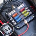 12V Fuse Block 6 Way with LED Indicator Light 12 Volt Fuse Box ATO/ATC Marine Fuse Panel Waterproof 24V For Automotive Boat Car. 